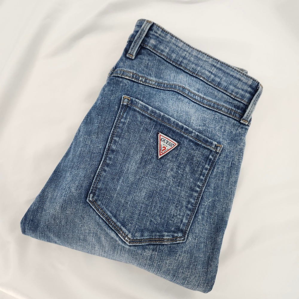 Guess Womens 1981 Skinny Jeans Size 32 Blue Acid Wash Skater Grunge Indie Sleeze